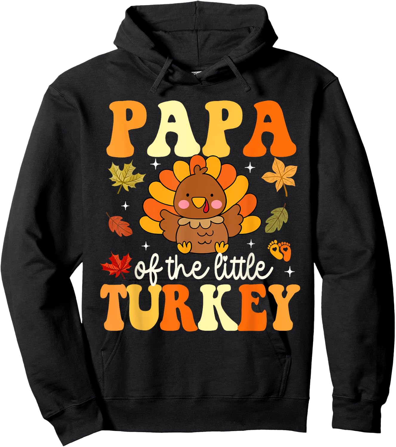 Papa of the Little Turkey Thanksgiving Theme Baby Shower Hoodie - Hoodie | Black