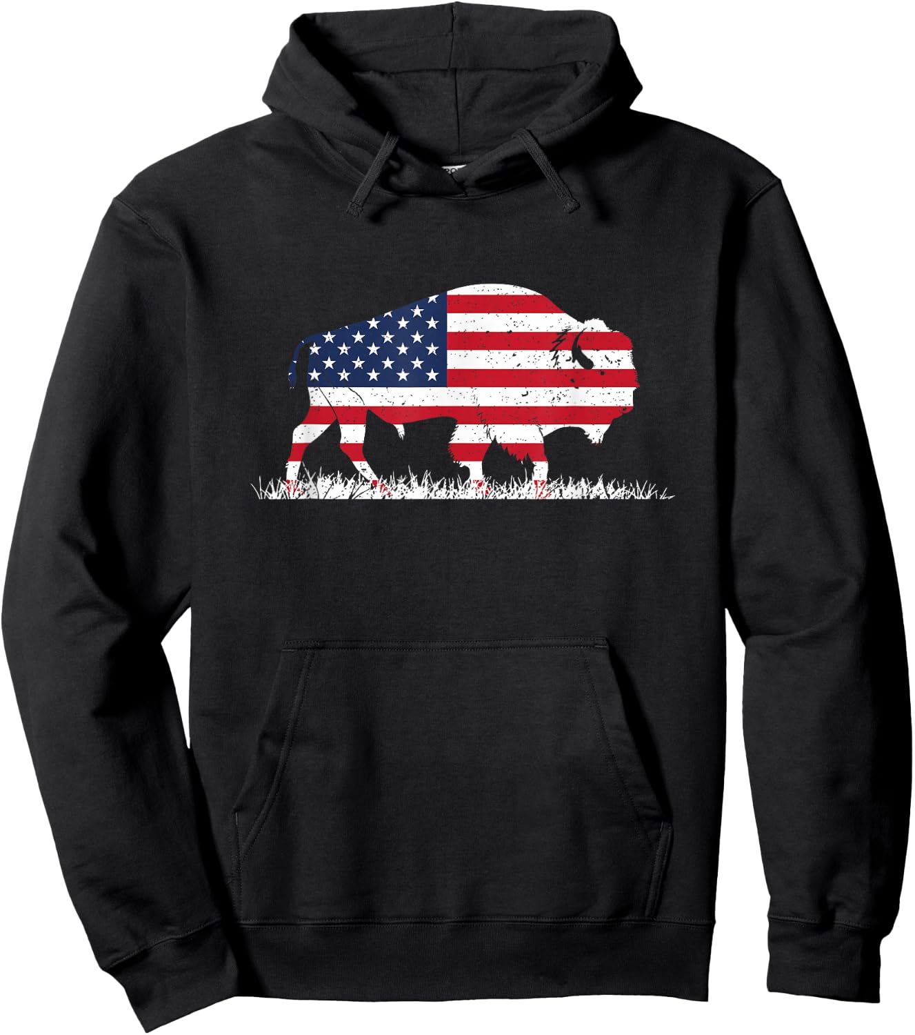 US Flag Buffalo Wildlife Animal Gift Buffalo Hoodie - Hoodie | Black