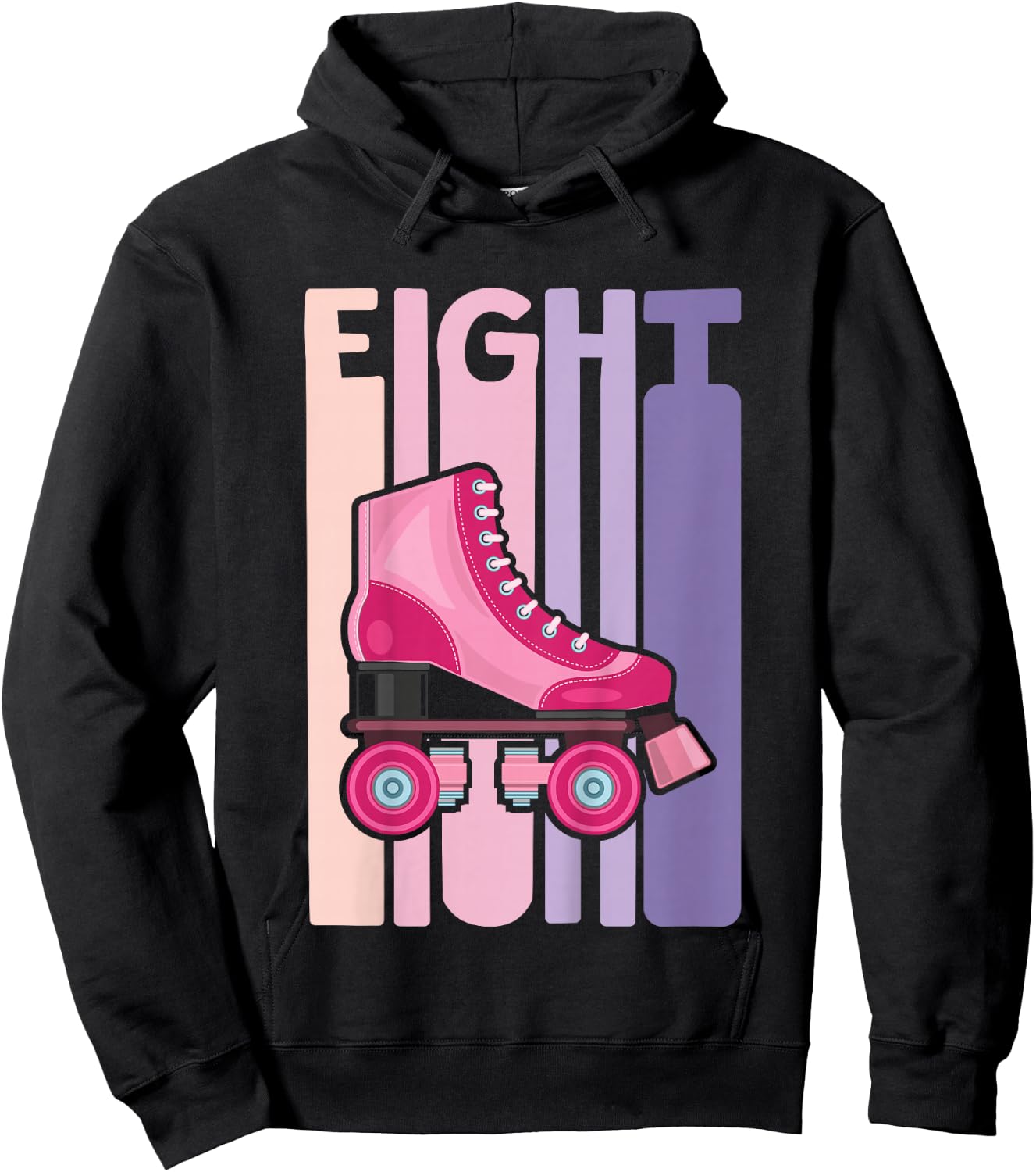 8 Year Old Cute Roller Skating Birthday Girl 8th B-day Hoodie - Hoodie | Black