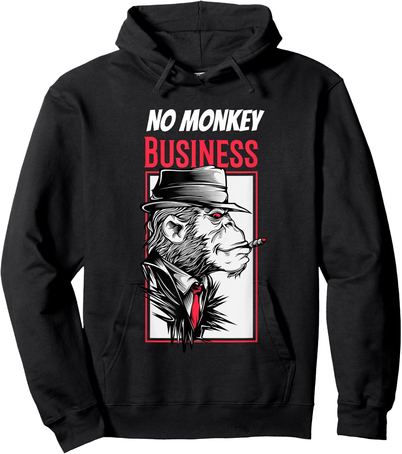 No Monkey Business Mafia Monkey Funny Sarcasm Gangster Hoodie - Hoodie | Black