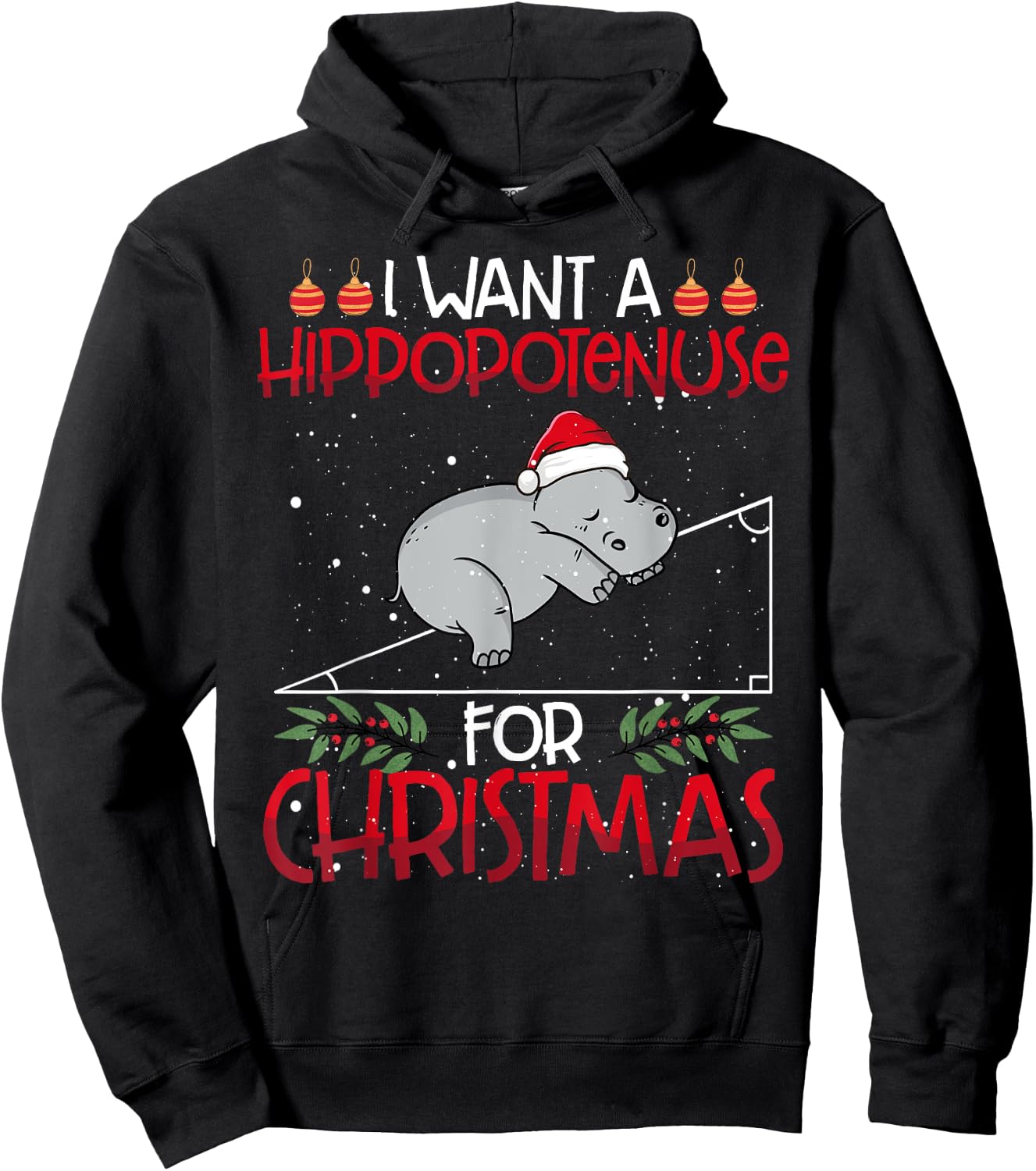 Christmas Math Teacher Funny Hypotenuse Math Hippotenuse Men Women Hoodie - Hoodie | Black