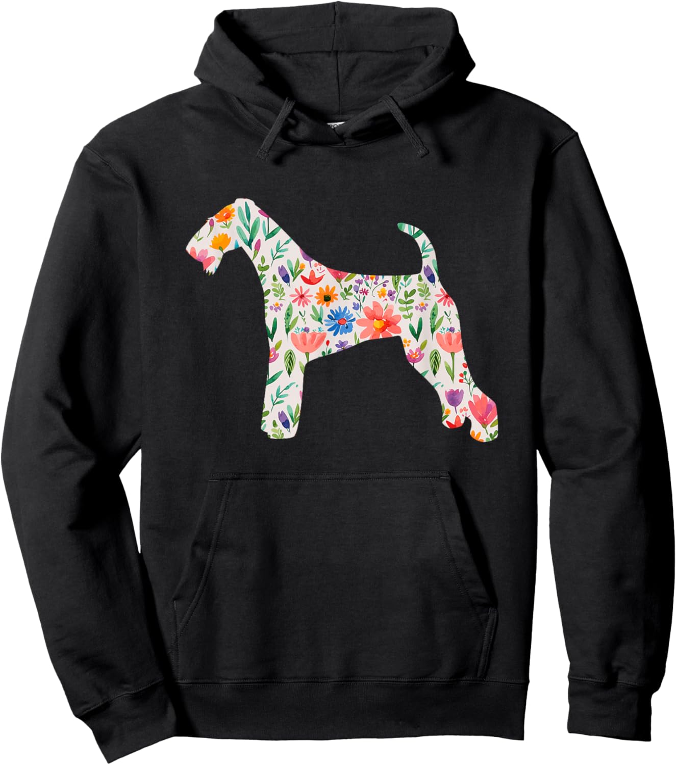 Airedale Terrier watercolor flowers design Hoodie - Hoodie | Black