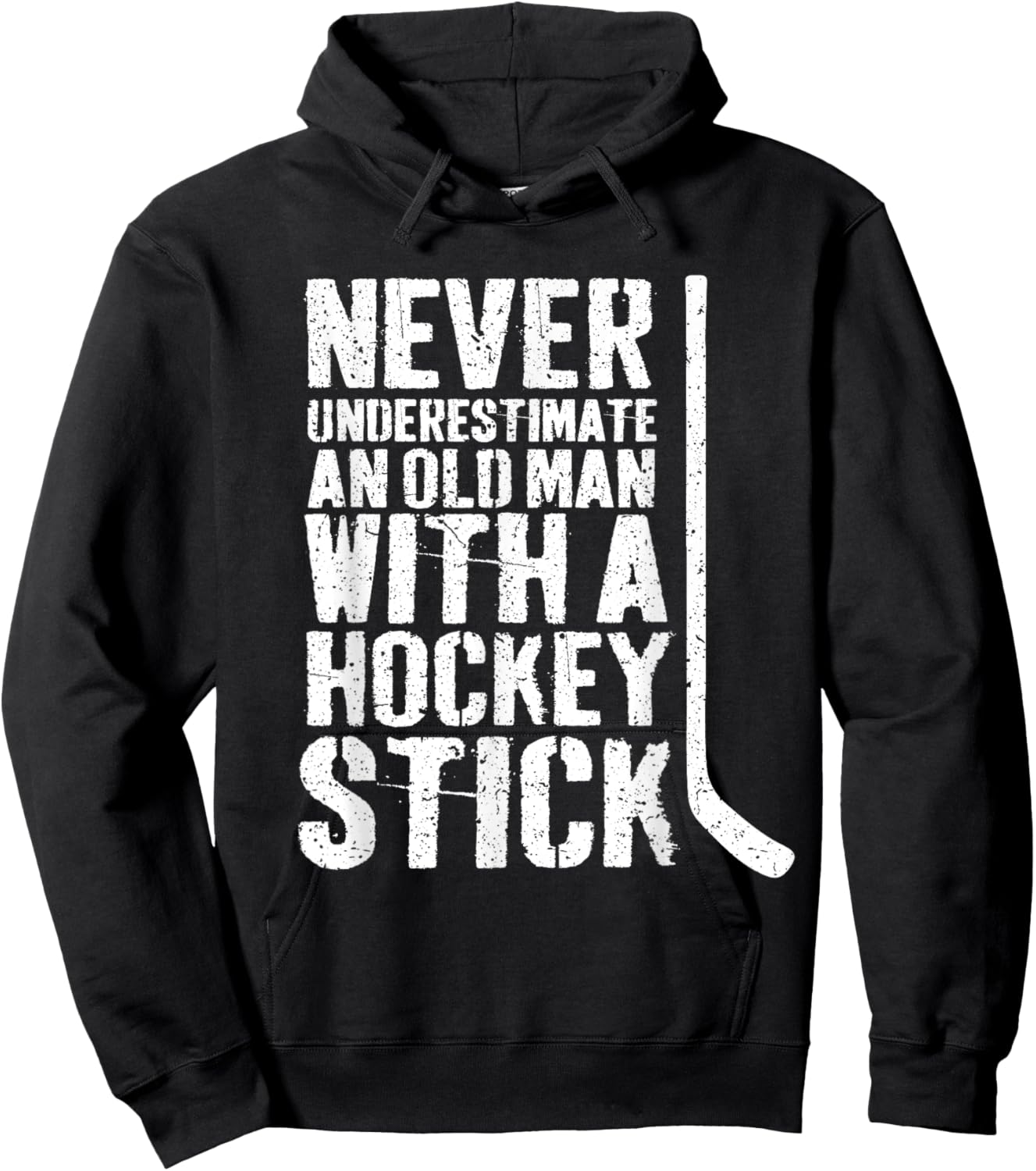 Funny Never Underestimate an Old Man With a Hockey Stick Hoodie - Hoodie | Black