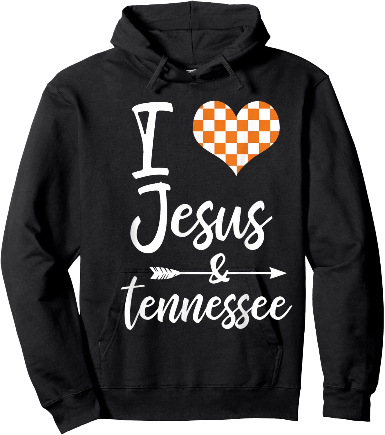 I Love Jesus and Tennessee Orange Heart Cute Fan Hoodie - Hoodie | Black