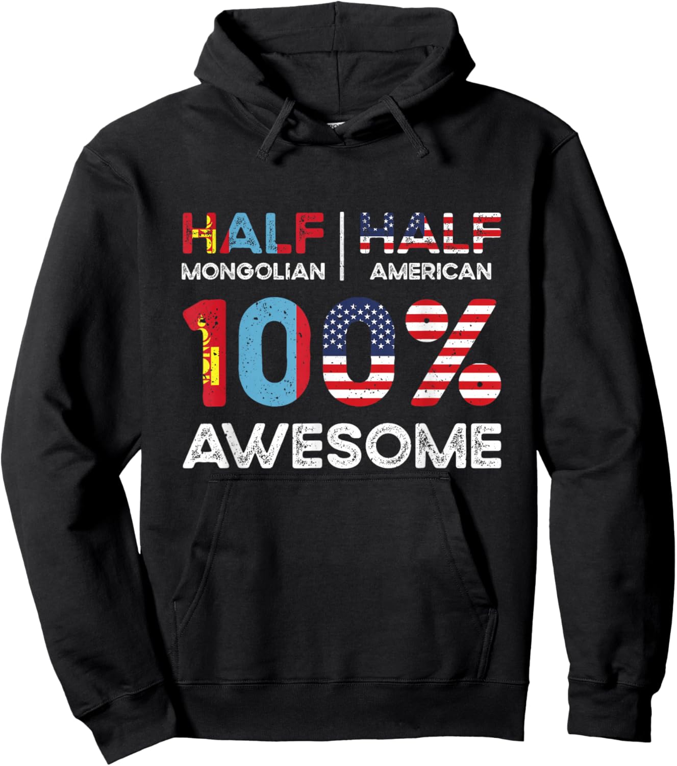 Mongolian American Patriot USA Grown Mongolia US Flag Hoodie - Hoodie | Black