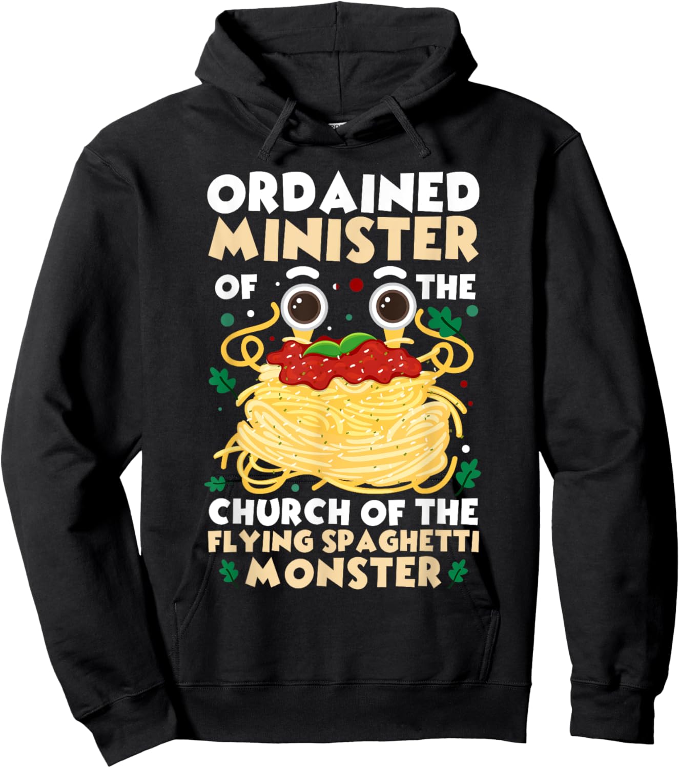 Ordained Minister Flying Spaghetti Monster FSM Pastafarian Hoodie - Hoodie | Black