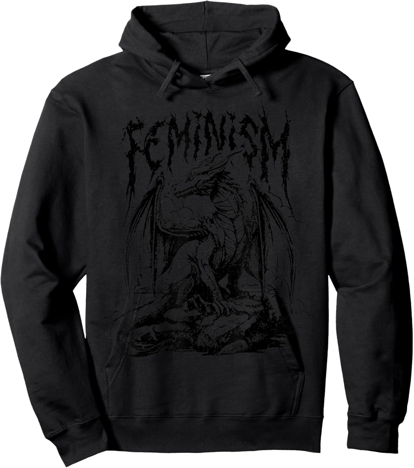 Vintage Feminism Dragon Fantasy Hoodie - Hoodie | Black