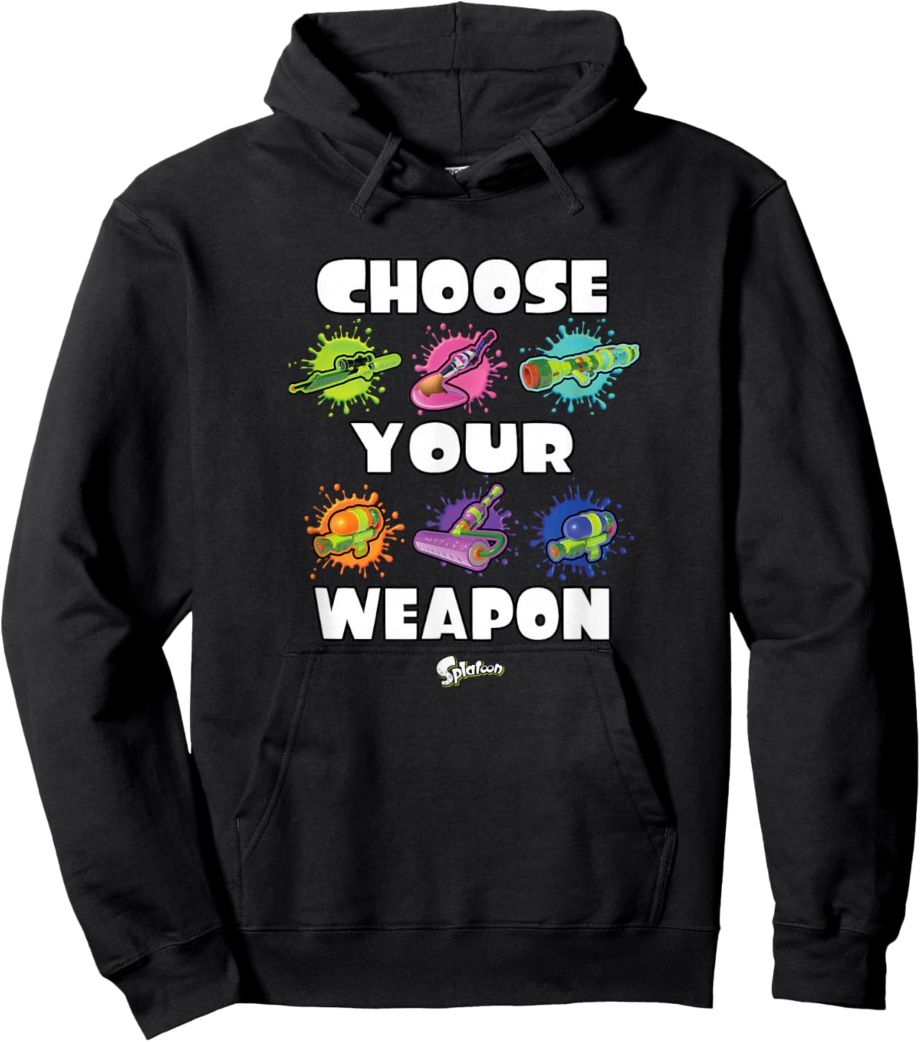 Splatoon Choose Your Weapon Ink Splat Nintendo Collage Hoodie - Hoodie | Black