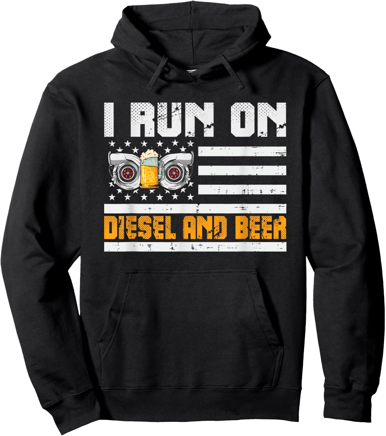Funny Diesel Motorsport Motorcycle I Run On Diesel and Beer Hoodie - Hoodie | Black