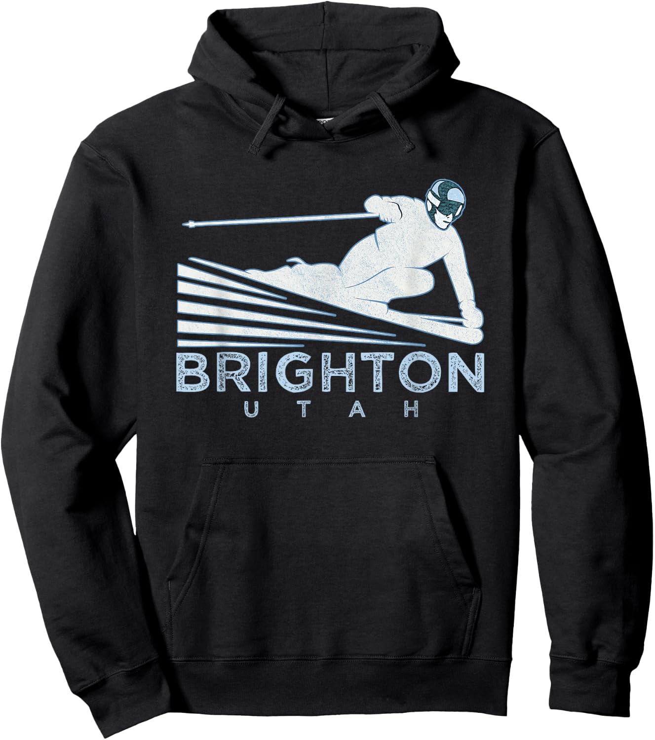 Retro Ski Brighton, Utah Illustration - Vintage Snow Ski Hoodie - Hoodie | Black