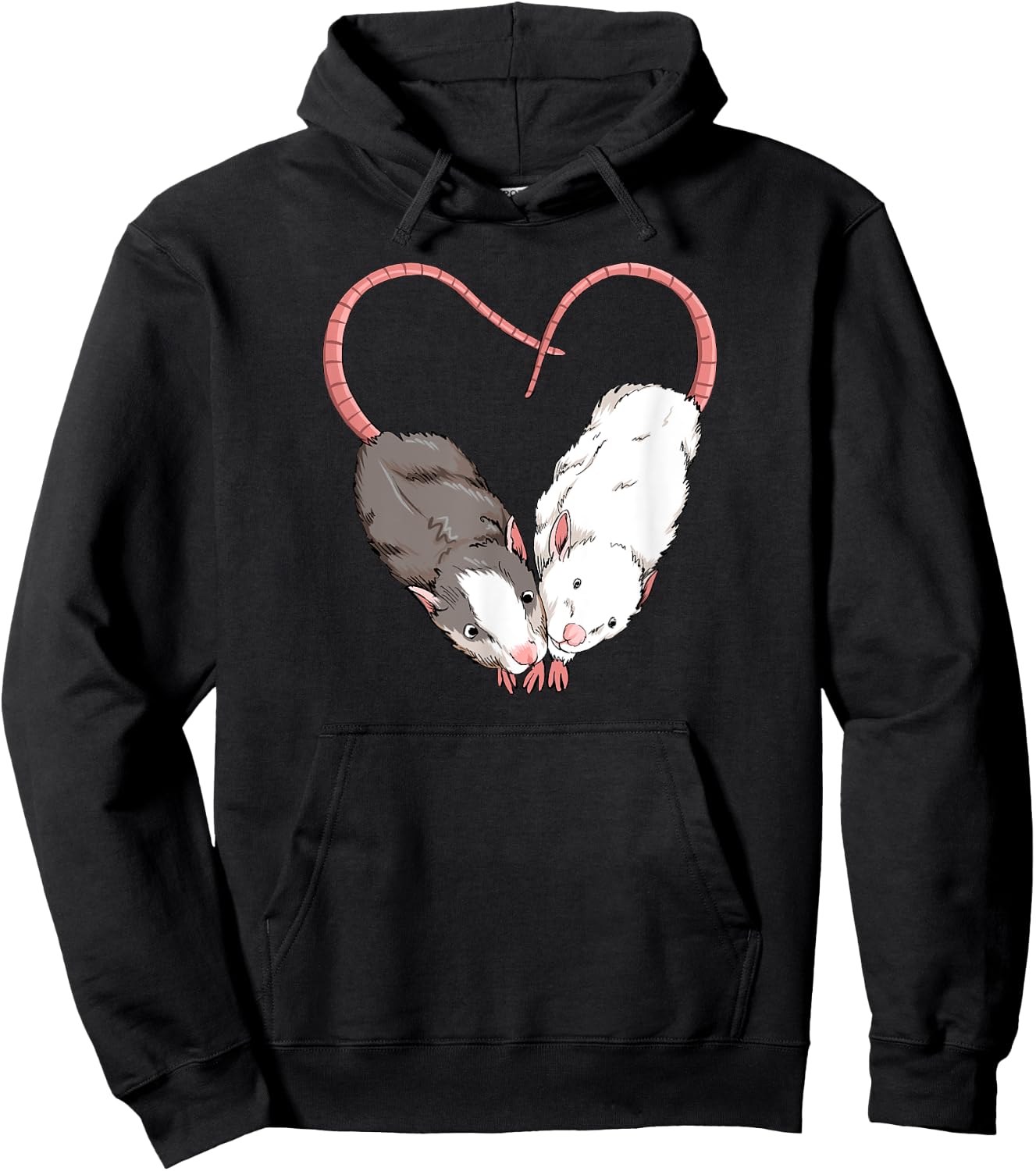 Funny Cute Small Rodent Pet Happy Heart Love Rat Lovers Hoodie - Hoodie | Black
