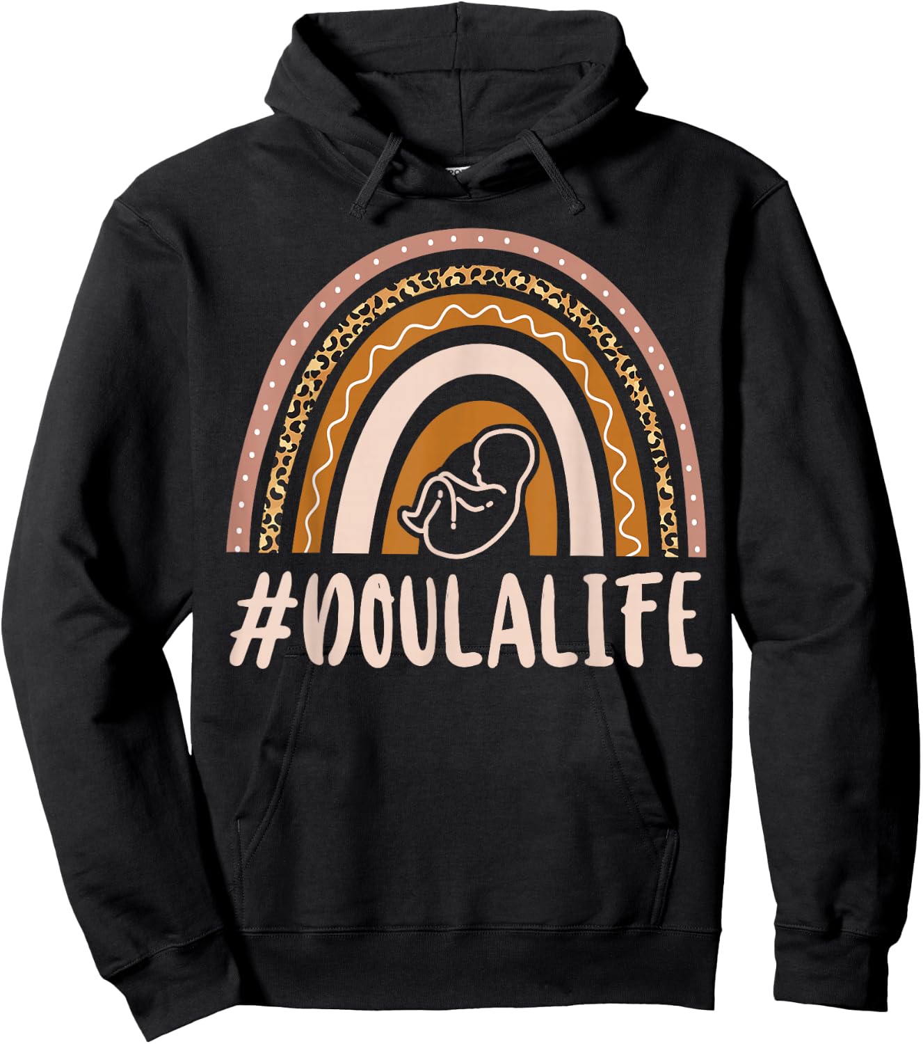 Doula Birth Worker Rainbow #Doulalife Hoodie - Hoodie | Black