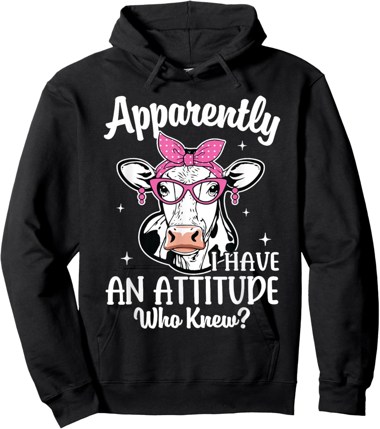 Apparently I Have An Attitude Who Knew Heifer Cow Print Hoodie - Hoodie | Black