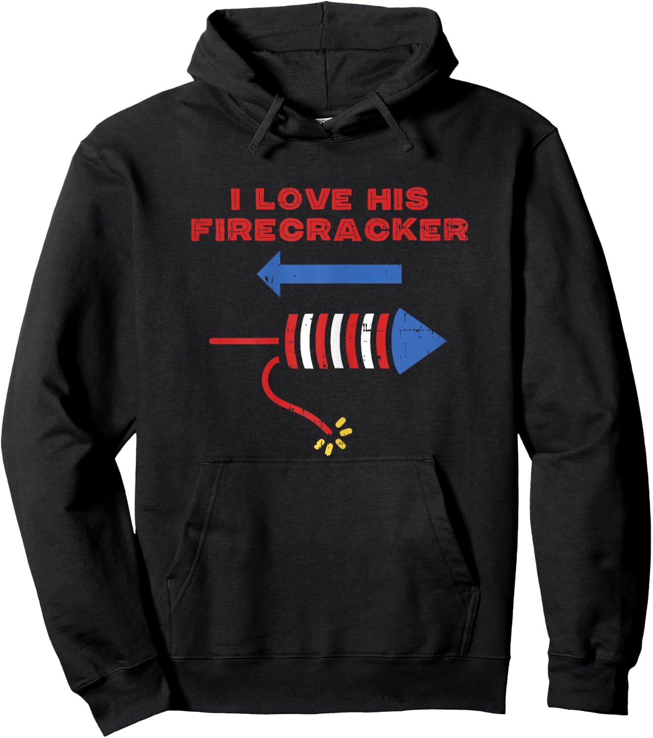 Love His Firecracker Matching Couple 4th of July Girlfriend Hoodie - Hoodie | Black
