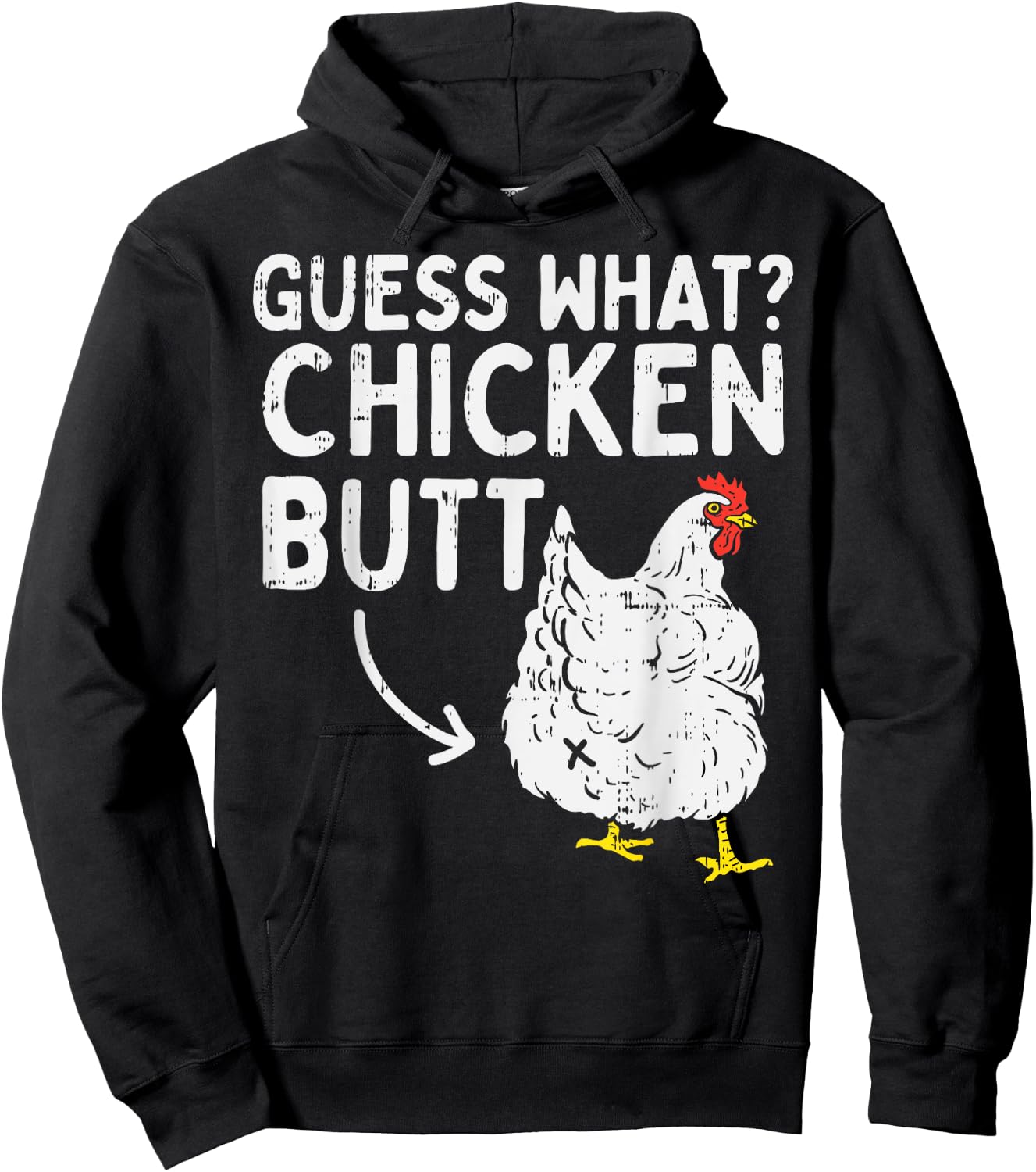 Guess What Chicken Butt Funny Farming Animal Farmer Gift Hoodie - Hoodie | Black