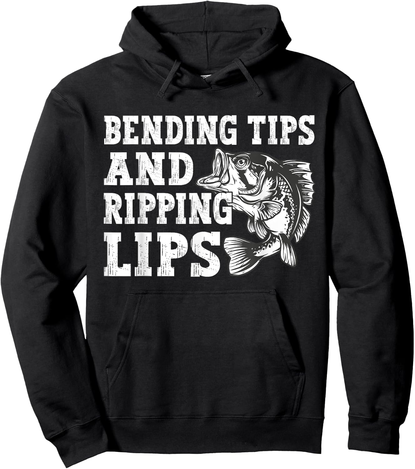 Bending Tips and Ripping Lips Cute Fishing Dad, Bass Fishing Hoodie - Hoodie | Black