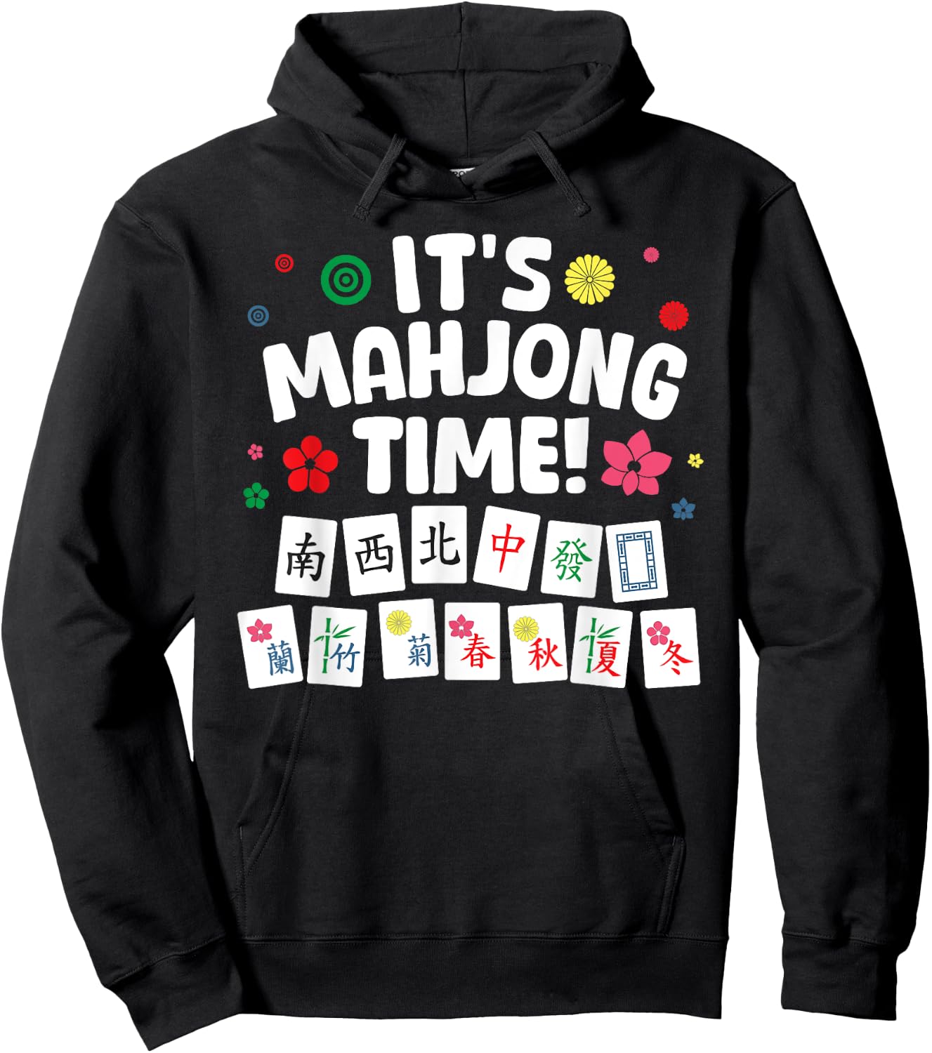 Cute Mahjong Design Women Tile Game Mahjong Player Hoodie - Hoodie | Black