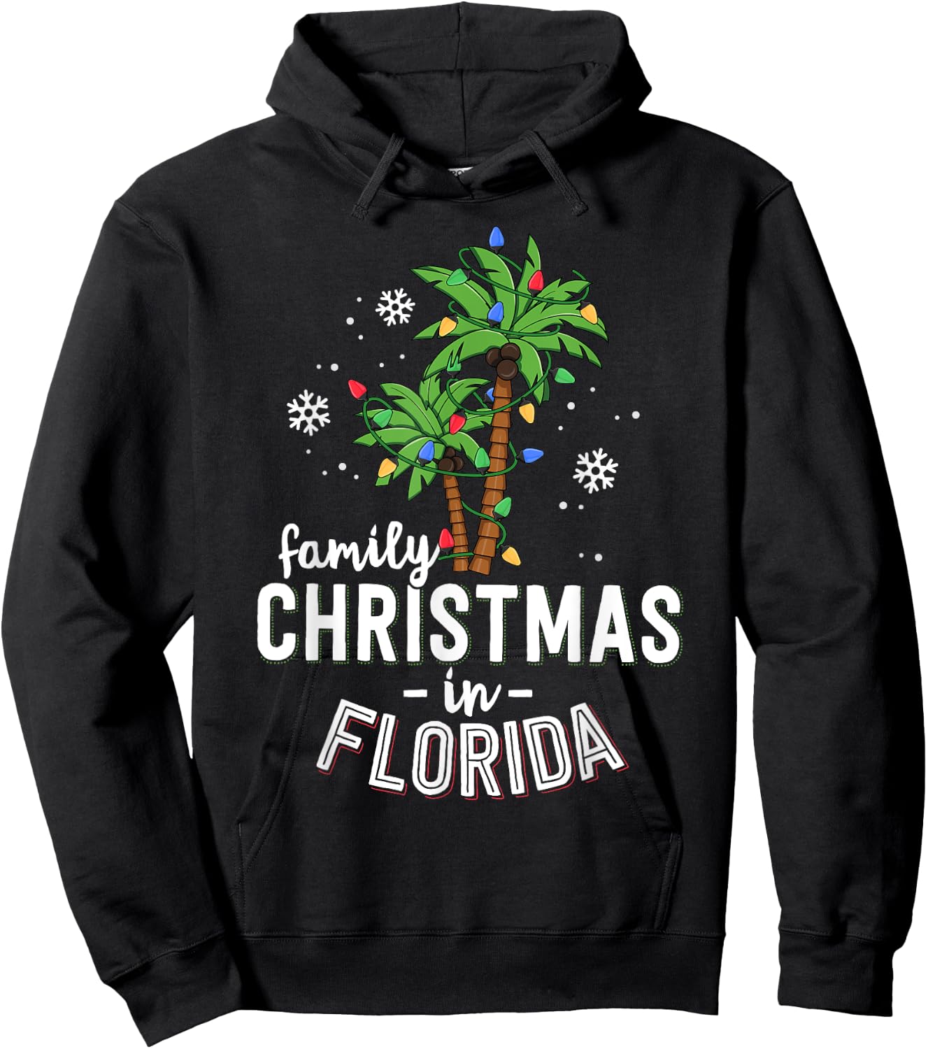 Family Christmas In Florida Palm Trees Xmas Beach Vacation Women Kids Hoodie - Hoodie | Black