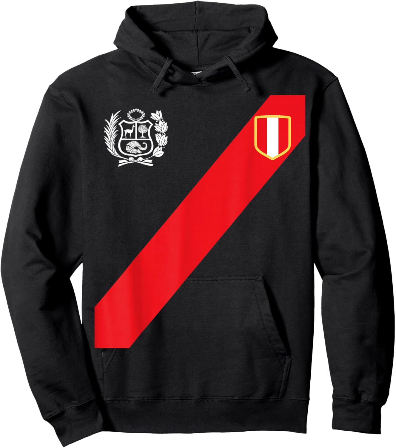 Peru Shirt Peruvian Flag Escudo Retro Soccer Inspired Peru Hoodie - Hoodie | Black