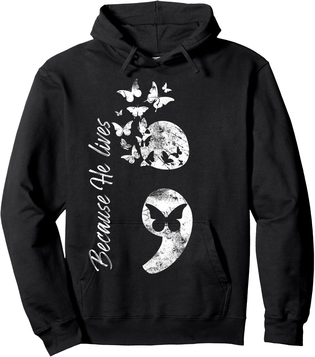 Christian Suicide Prevention Awareness Semicolon Gift Hoodie - Hoodie | Black