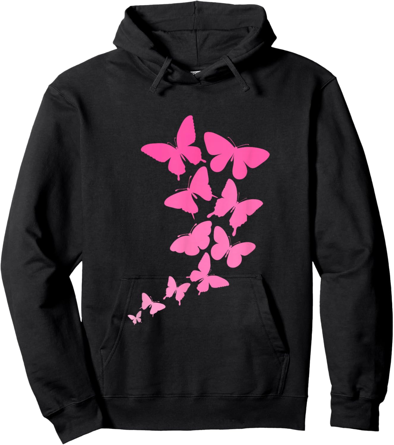 Pink Butterflies Hoodie - Hoodie | Black