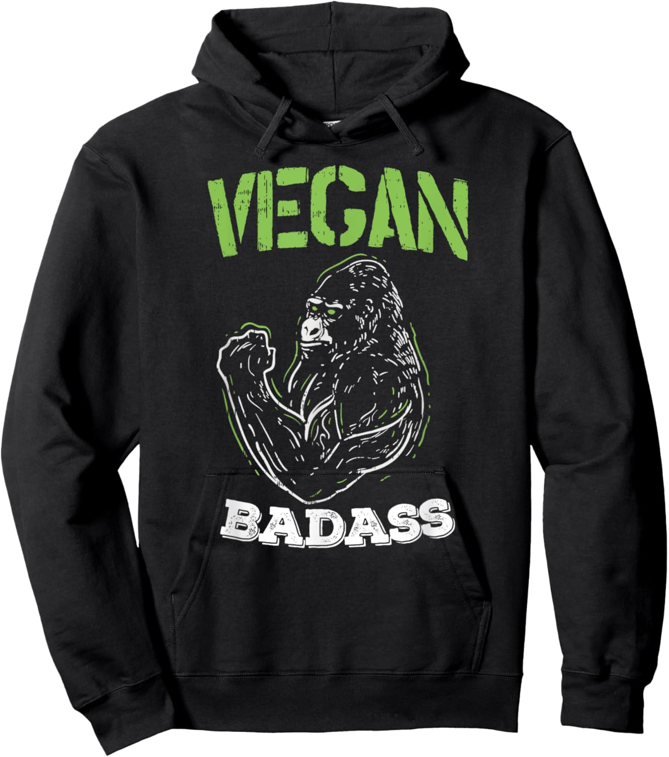 Vegan Badass Plant Powered Muscle Veggie Go Green Fitness Hoodie - Hoodie | Black