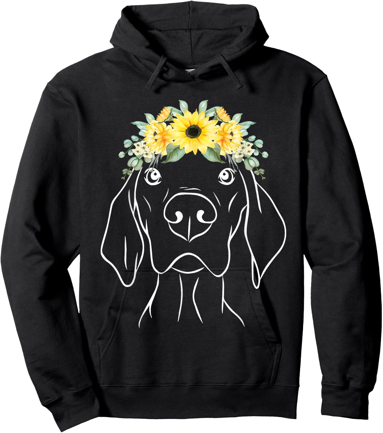 Viszla Dog Floral Viszla Sunflower Women Hoodie - Hoodie | Black