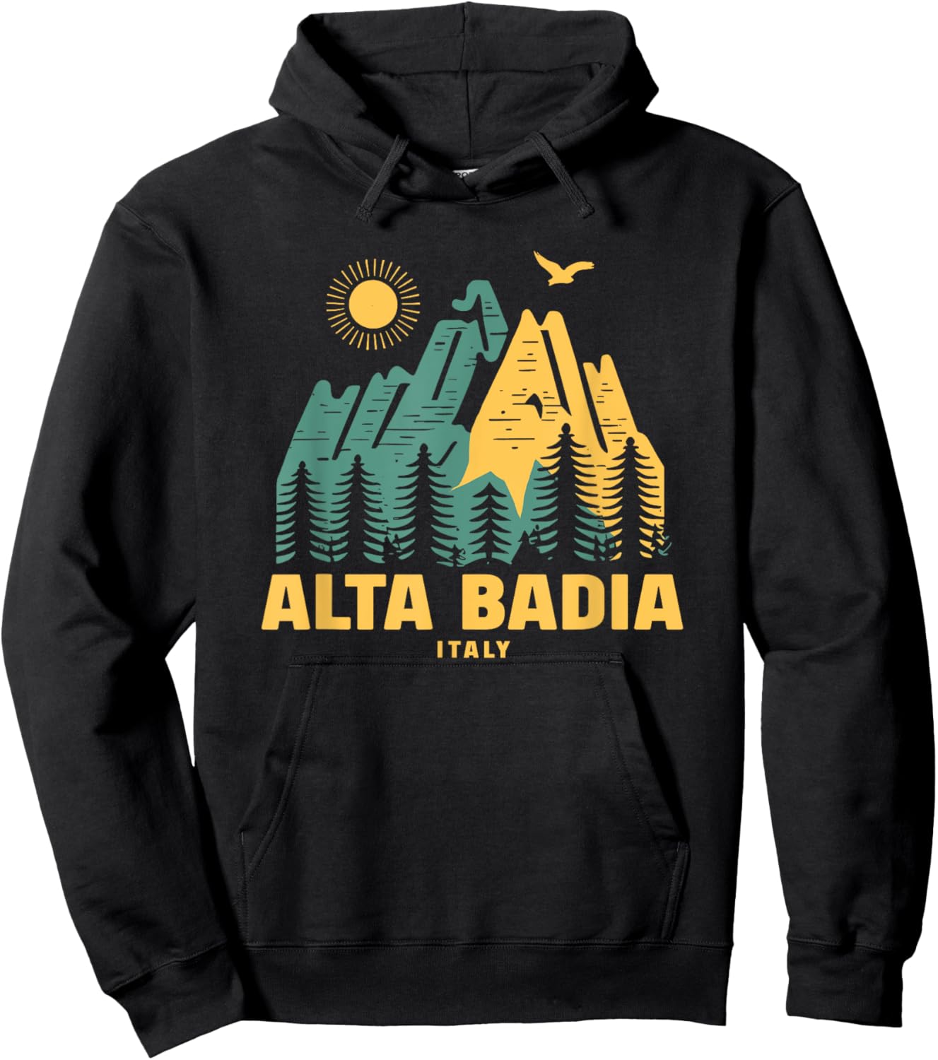 Alta Badia Mountains Italy Hiking Outdoors Vintage Hoodie - Hoodie | Black