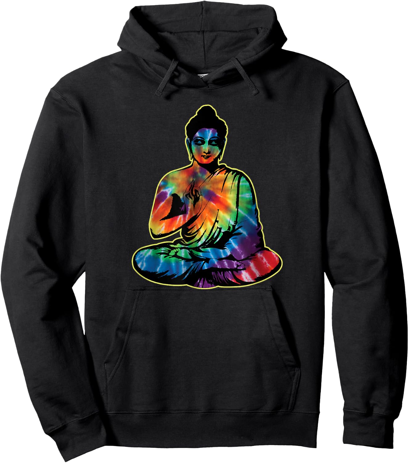 Meditating Buddha Rainbow Tie Dye Buddhist Buddhism Gifts Hoodie - Hoodie | Black