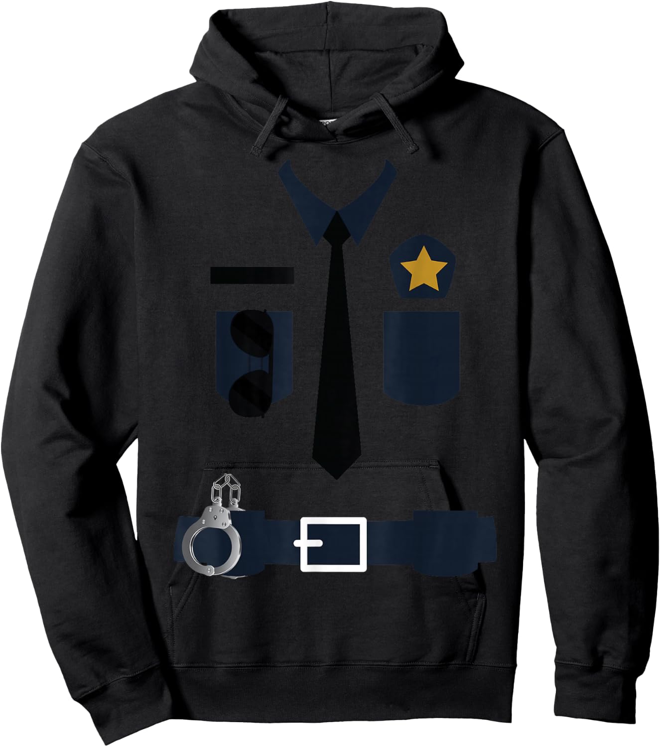 Police Cop Uniform Funny Halloween Costume Policeman Hoodie - Hoodie | Black