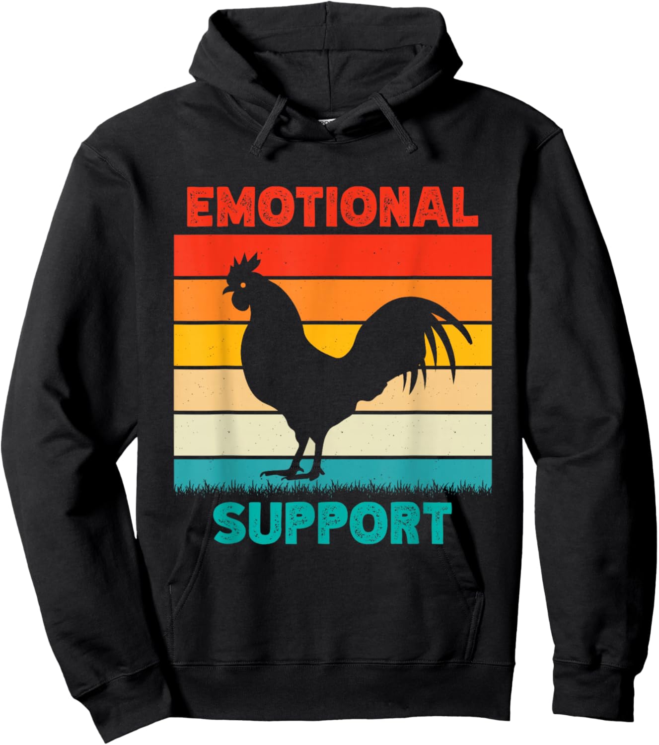 Retro Chicken Emotional Support Cock Hoodie - Hoodie | Black