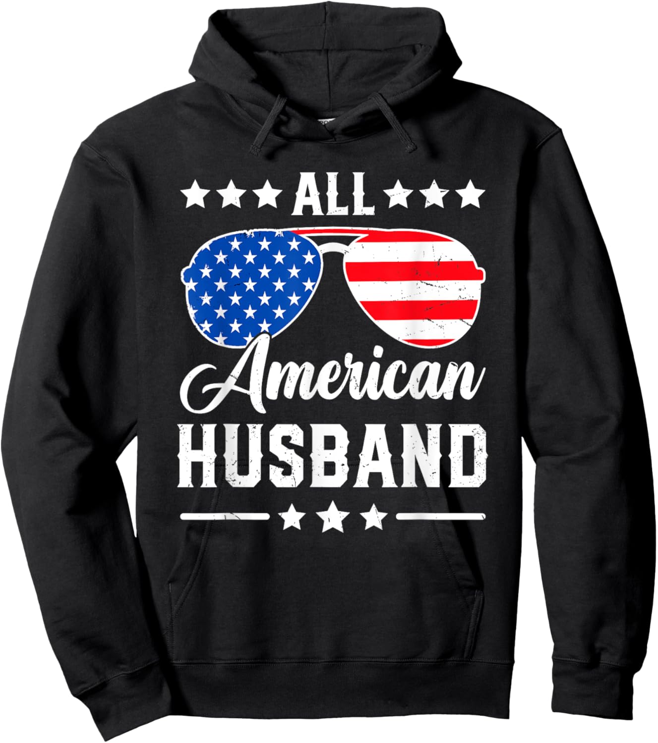 All American Husband 4th of July Patriotic USA Matching Men Hoodie - Hoodie | Black