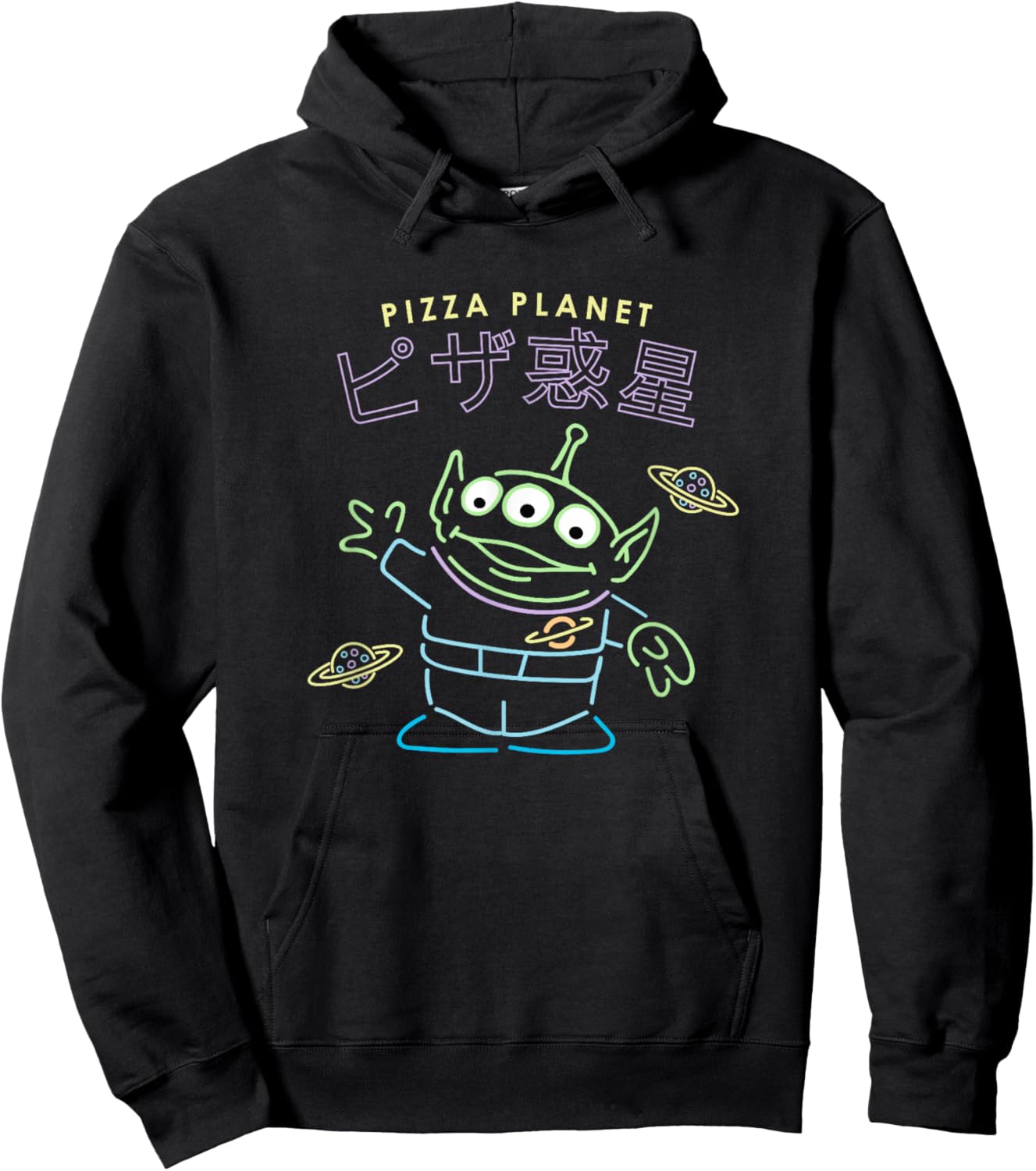 Disney Pixar Toy Story Pizza Planet Alien Neon Kanji Poster Hoodie - Hoodie | Black