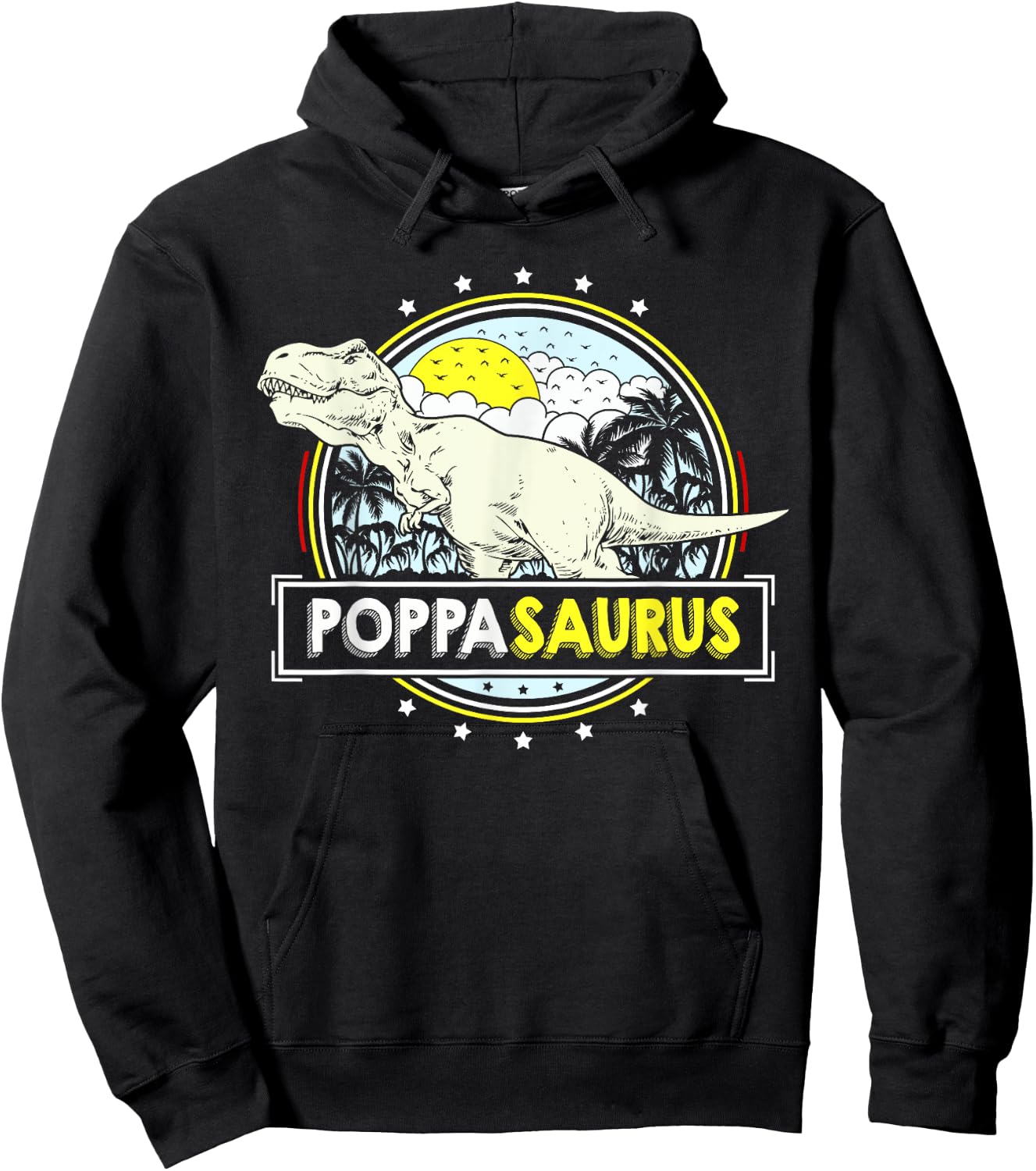 PoppaSaurus Shirt Poppa Gifts from Grandchildren Fathers Day Hoodie - Hoodie | Black