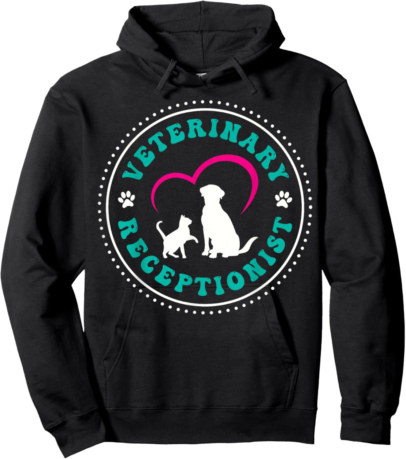 Veterinary Receptionist Vet Receptionist Heart Hoodie - Hoodie | Black