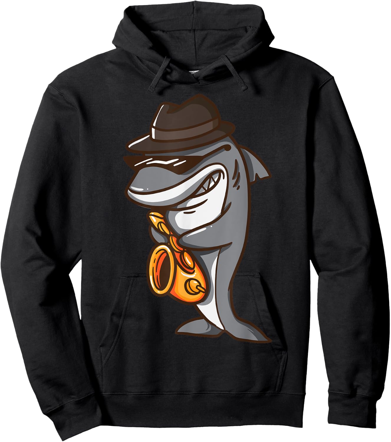 Saxophonist Shark Jazz Band Music and Animal Lover Gift Hoodie - Hoodie | Black