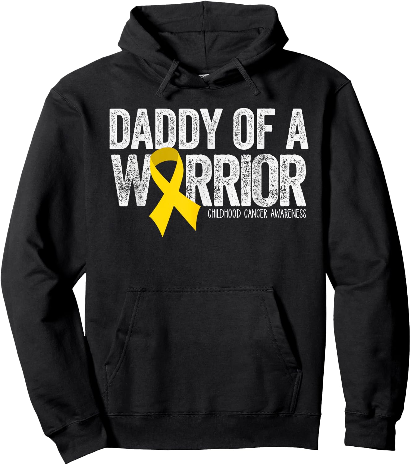 Daddy of a Warrior Childhood Cancer Dad Ribbon Hoodie - Hoodie | Black