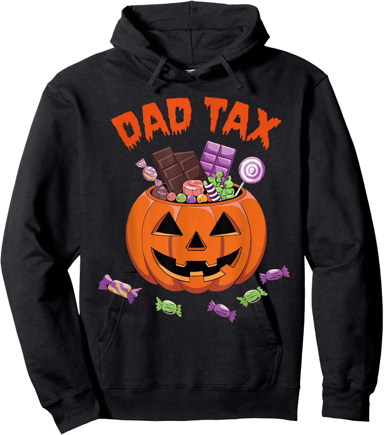 Dad Tax Halloween Trick Or Treat Candy Pumpkin Dad Joke Hoodie - Hoodie | Black