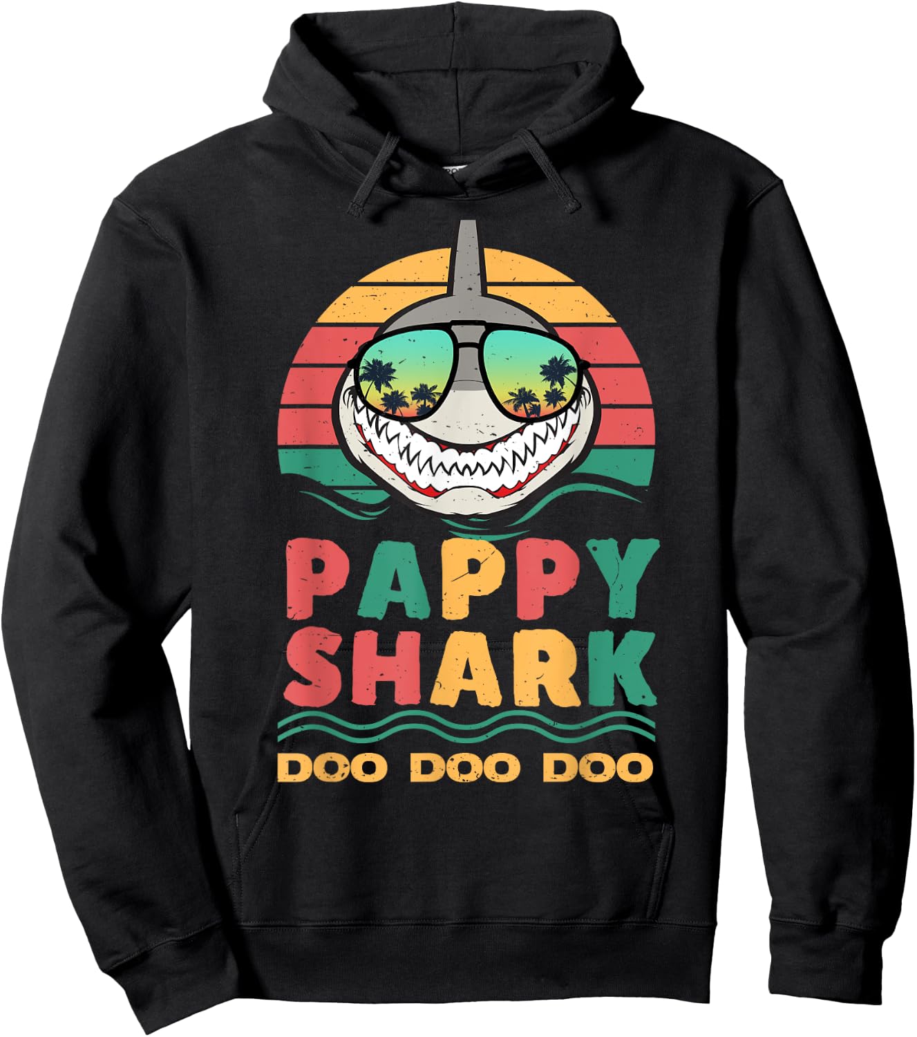 Pappy Shark Fathers Day Papa Dad Grandpa Men Funny Hoodie - Hoodie | Black