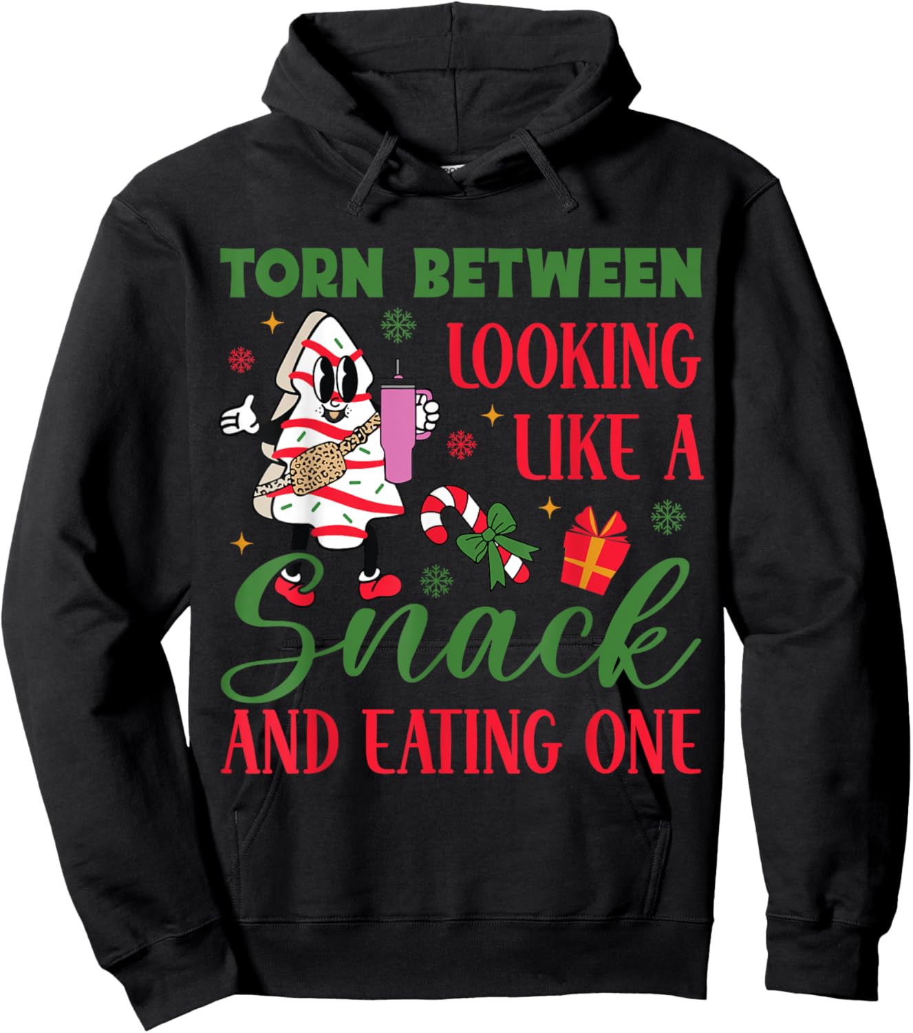Torn Between Looking Like A Snack And Eating One Christmas Hoodie - Hoodie | Black