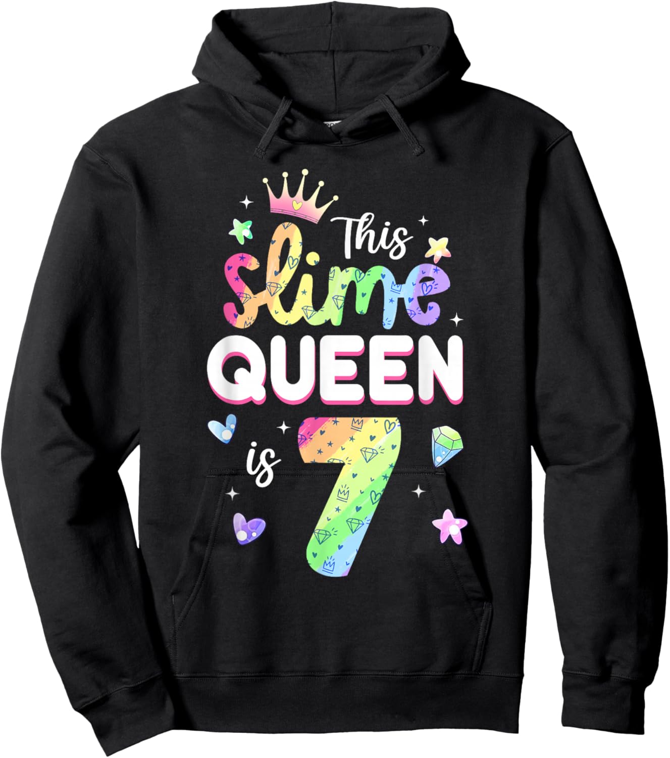 This Slime Queen is 7 Year Old 7th Birthday Shirt for Girls Hoodie - Hoodie | Black