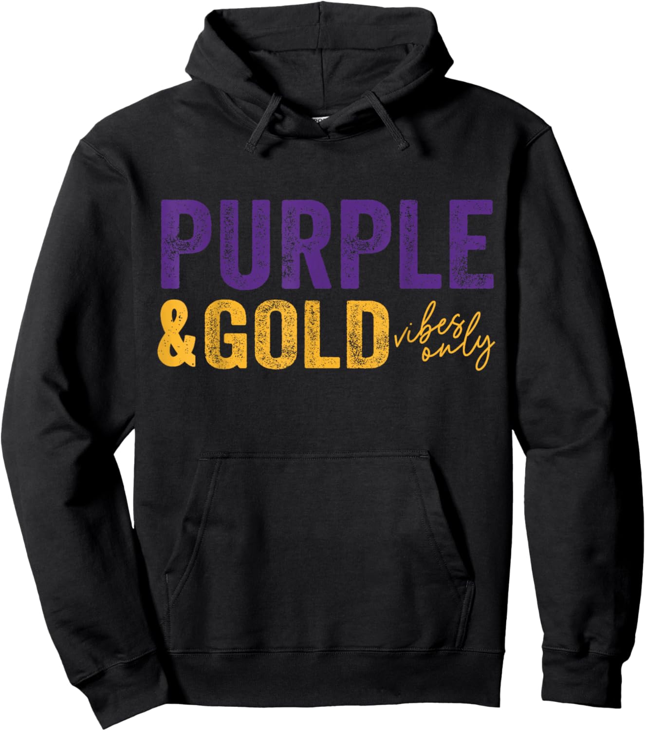 Purple and Gold Vibes Only Game Day for High School Football Hoodie - Hoodie | Black