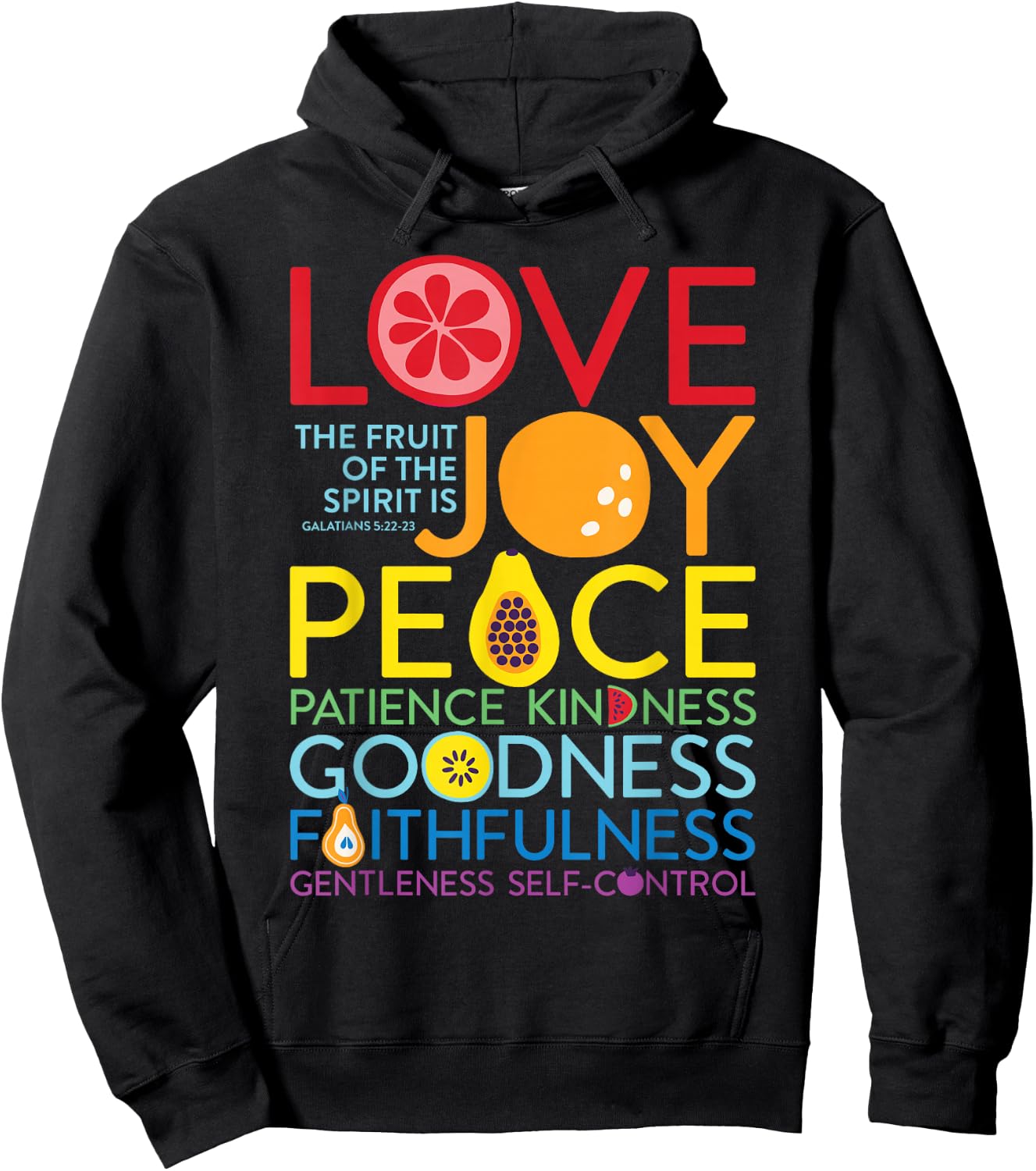 Fruit Of The Spirit Galatians 5:22 Inspirational Christian Hoodie - Hoodie | Black