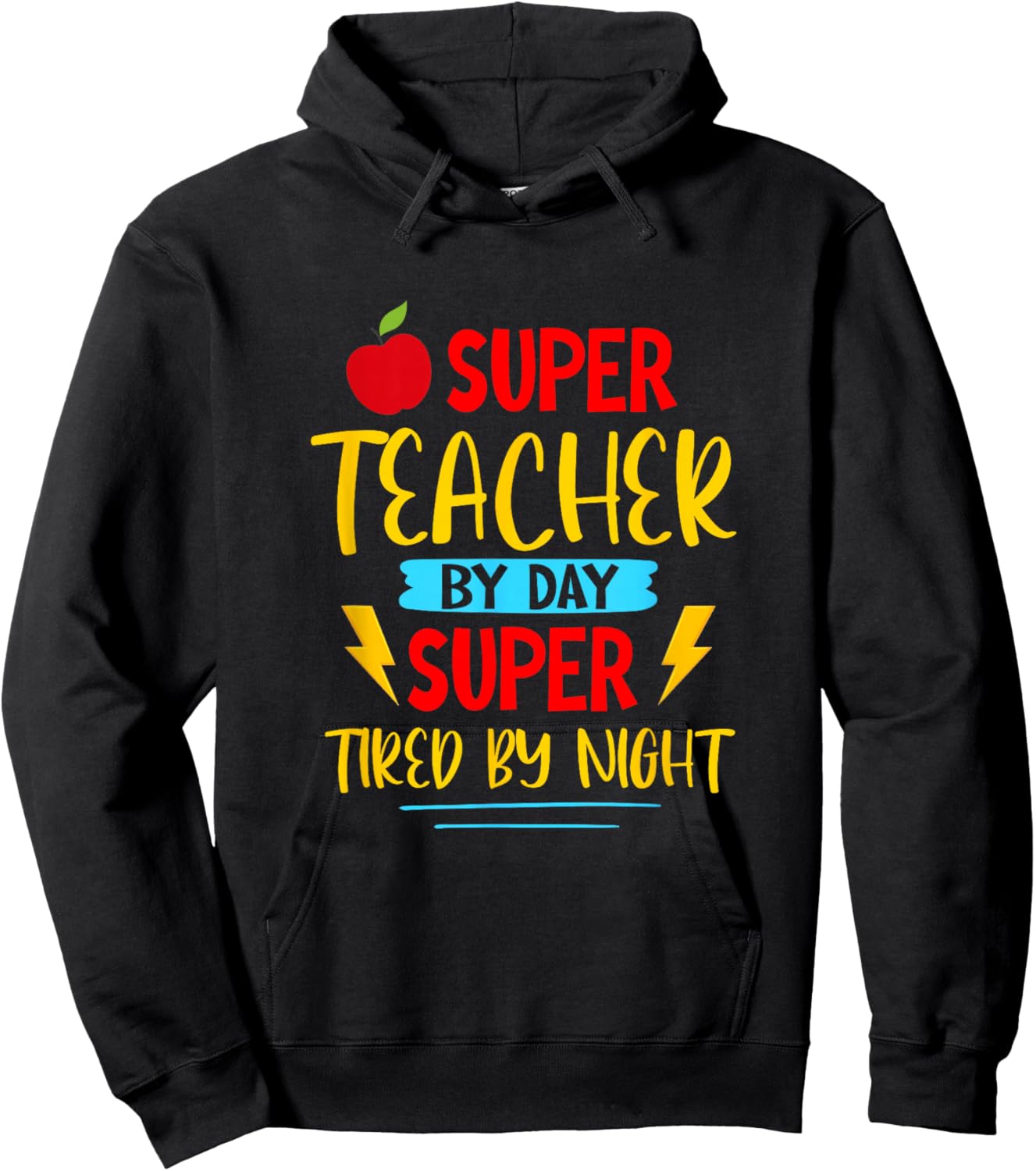 Super Teacher by Day Super Tired by Night Superhero Teacher Hoodie - Hoodie | Black