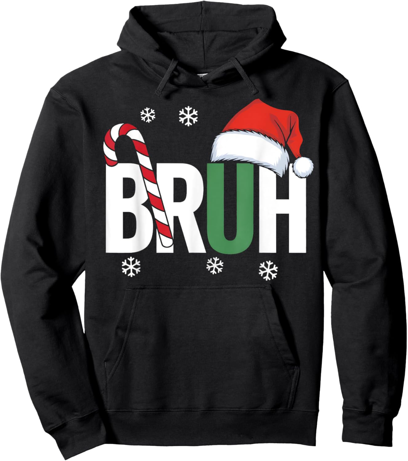 Bruh Christmas Santa Happy Christmas Family Xmas Christmas Hoodie - Hoodie | Black