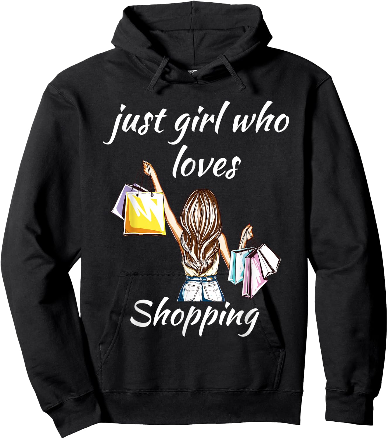 Girls Shirt Just A Girl Who Loves Shopping Cute Black Hoodie - Hoodie | Black