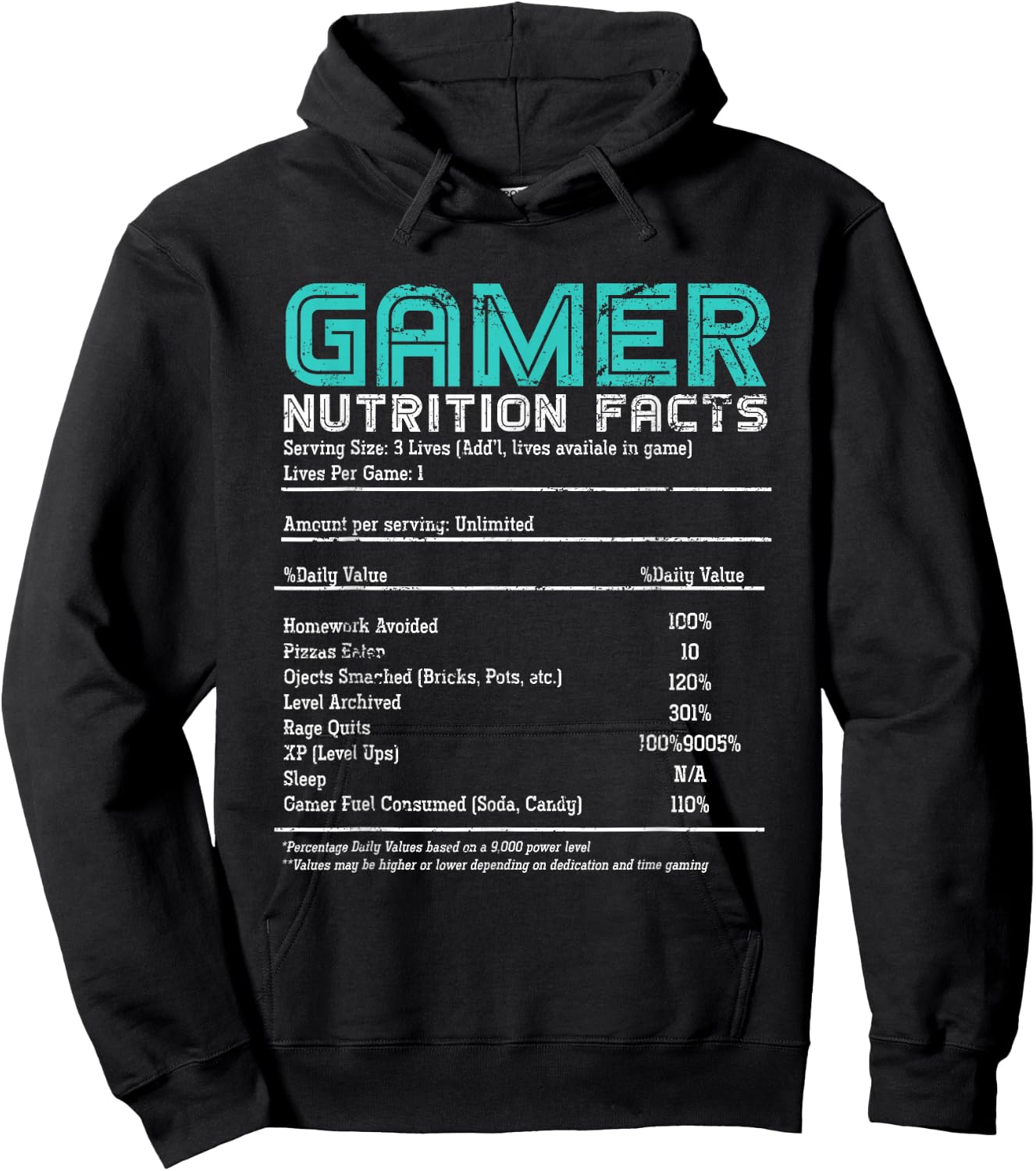 Video Gaming Funny Gamer Nutrition Facts Gift Gamer Hoodie - Hoodie | Black