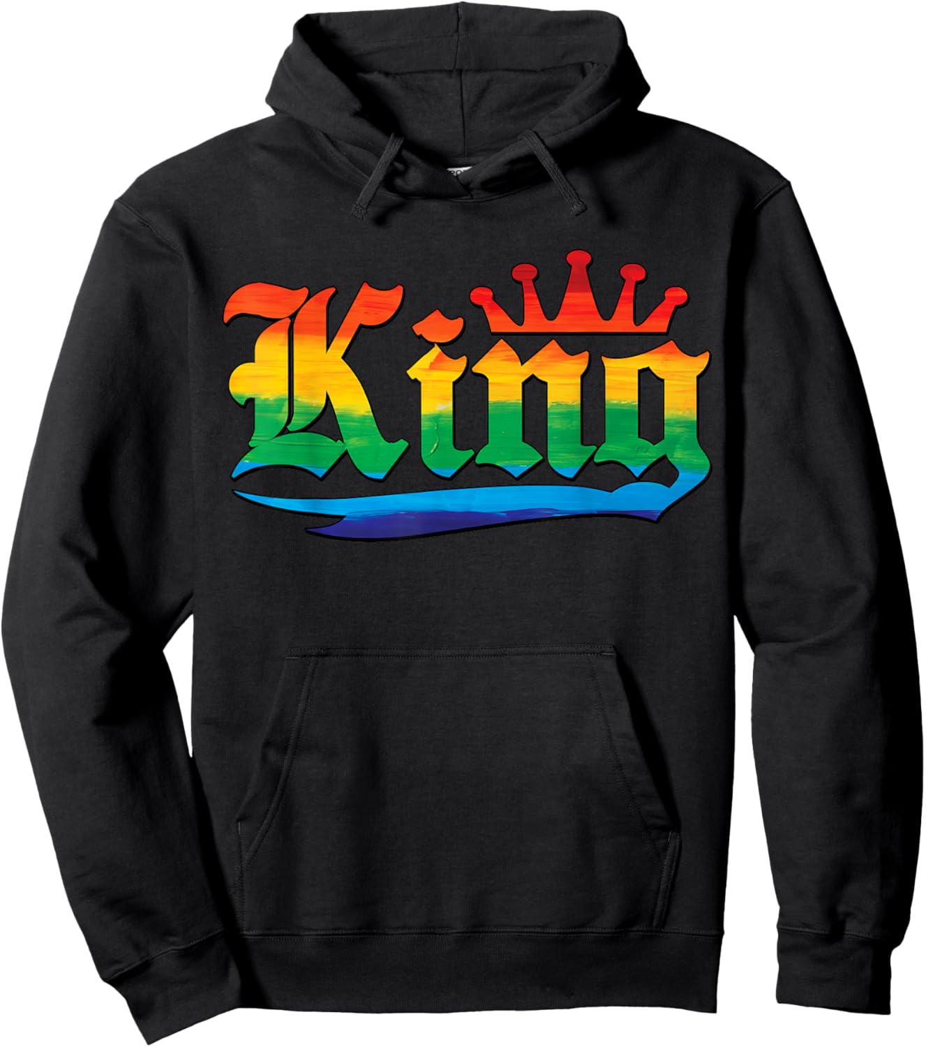 Drag King with Crown Rainbow Gay Pride Hoodie - Hoodie | Black