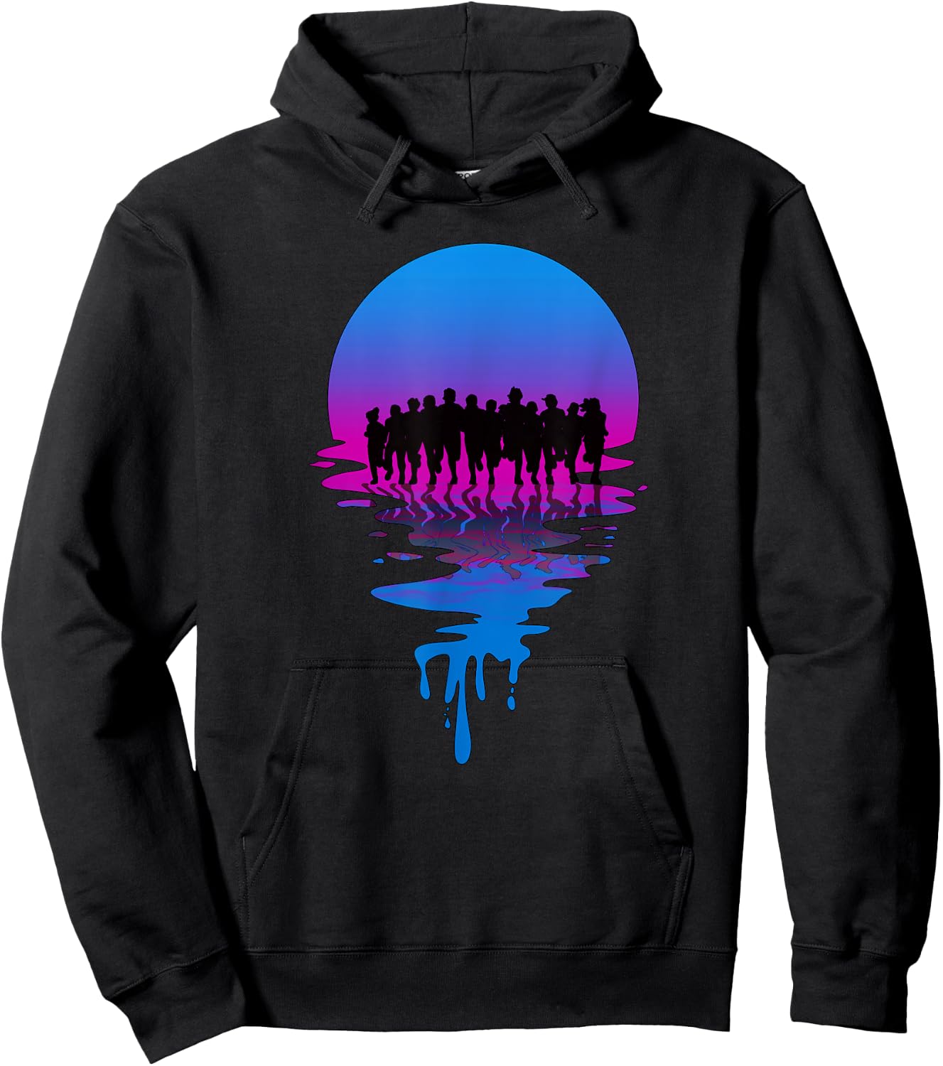 Vintage Retro Sunset Marathon Hoodie - Hoodie | Black