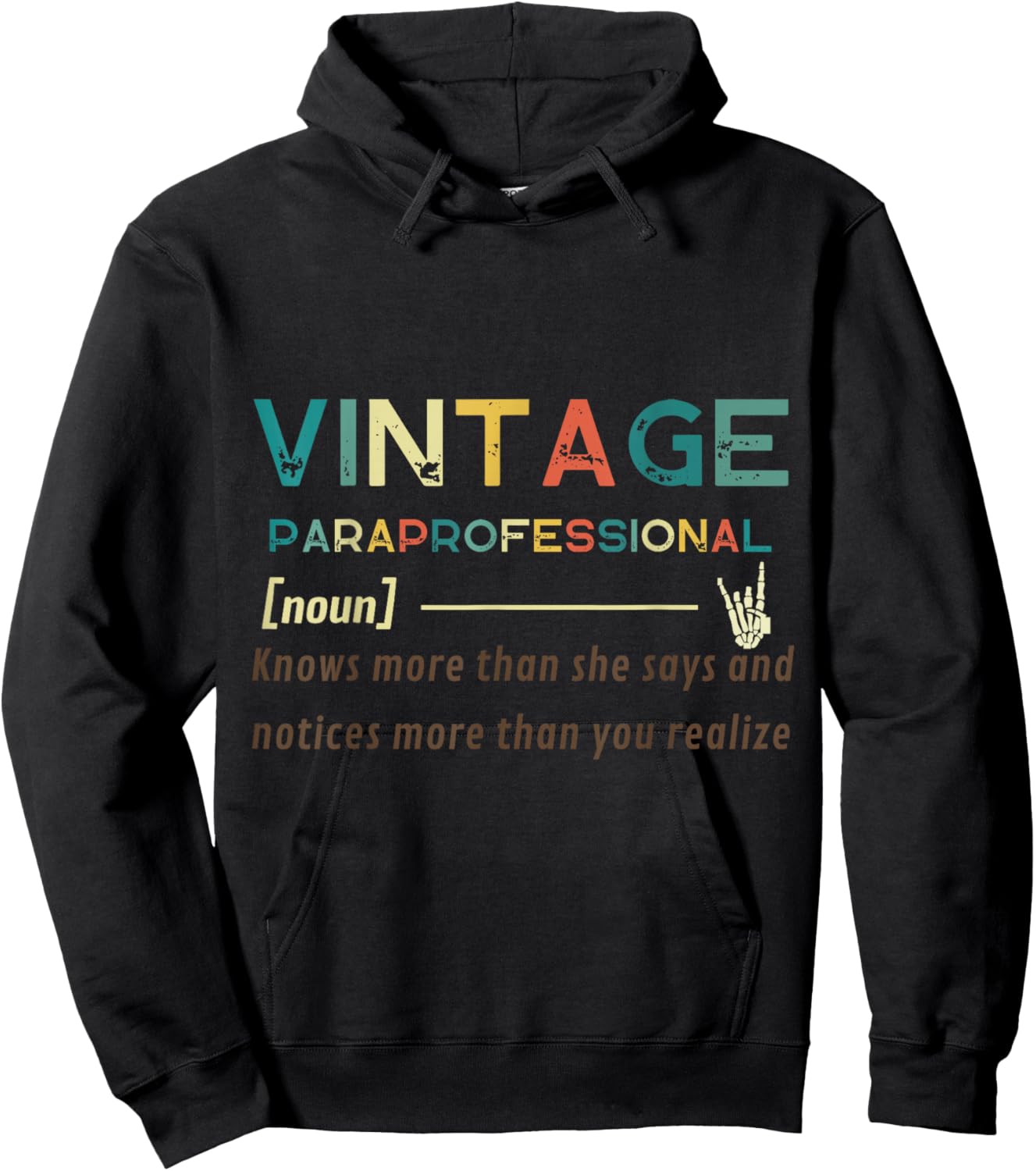 Vintage Paraprofessional (noun) Funny quote design Hoodie - Hoodie | Black